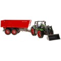 Rypadlový traktor a dětský přívěs 3+ dálkové ovládání + pohyblivé prvky zeleno-červená