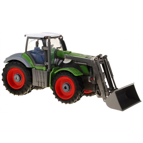 Rypadlový traktor a dětský přívěs 3+ dálkové ovládání + pohyblivé prvky zeleno-červená