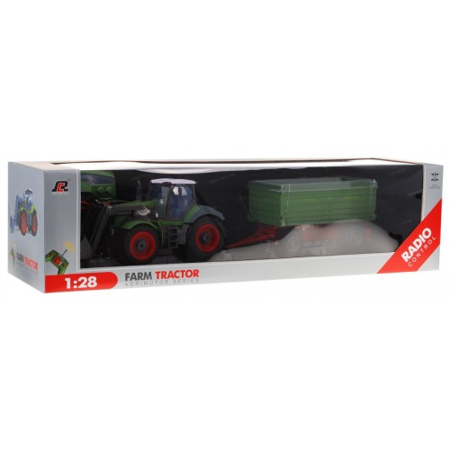 Bagr Traktor a dětský přívěs 3+ Dálkové ovládání + Pohyblivé kusy Zelená