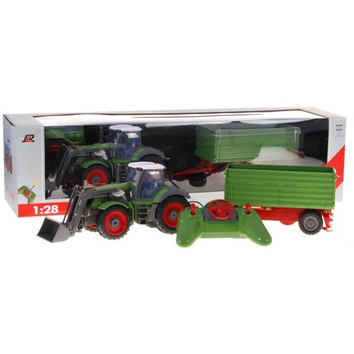 Bagr Traktor a dětský přívěs 3+ Dálkové ovládání + Pohyblivé kusy Zelená