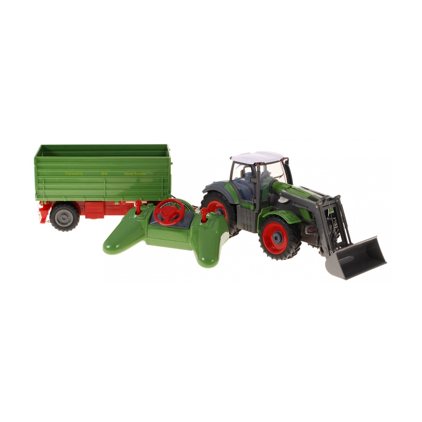 Bagr Traktor a dětský přívěs 3+ Dálkové ovládání + Pohyblivé kusy Zelená