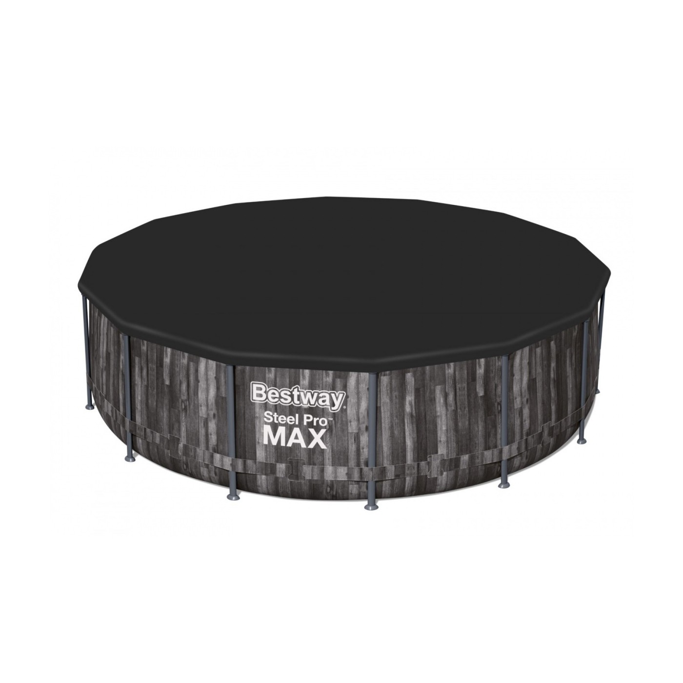 Steel Pro MAX Rack bazén 427x107 imitace dřeva 14 STOP BESTWAY 5v1 + Pumpa + Žebřík