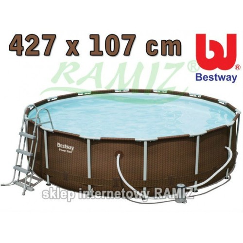14ft ocelový bazén 427x107cm RATANOVÝ rám BESTWAY