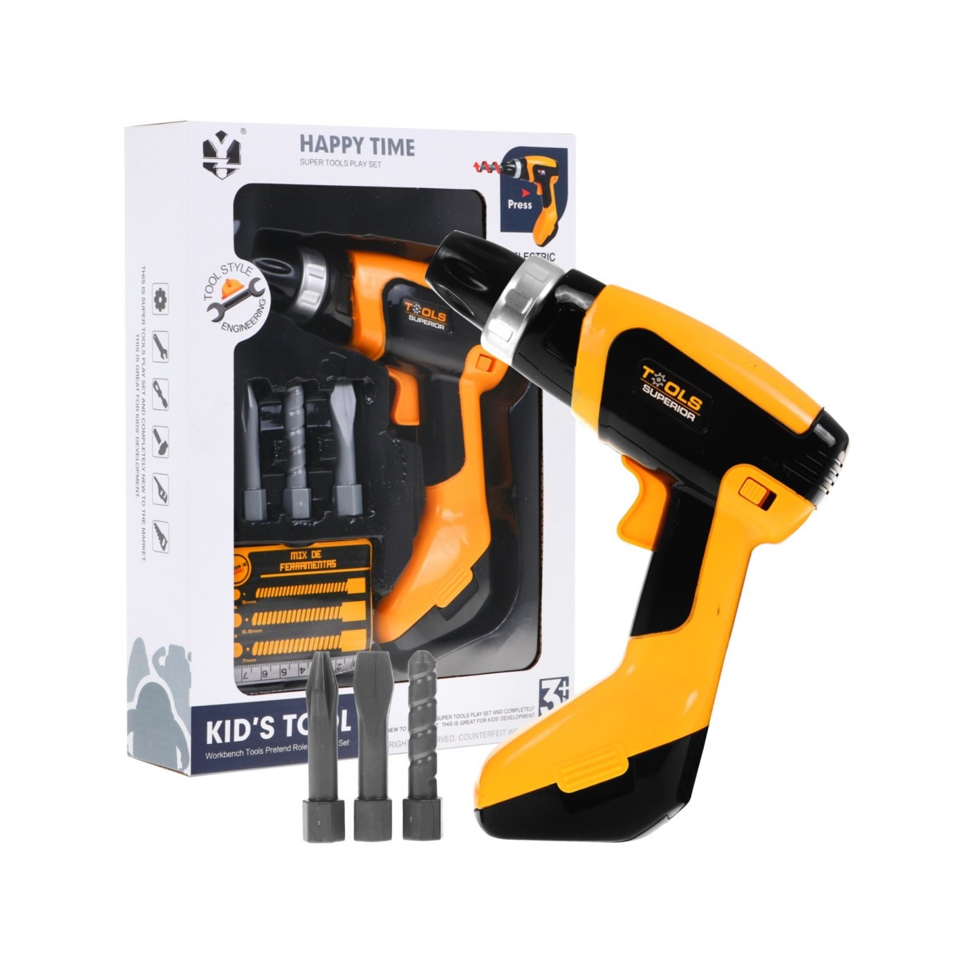 Elektrický dětský šroubovák 3+ hluk + rotační vrták + 3 vyměnitelné hroty