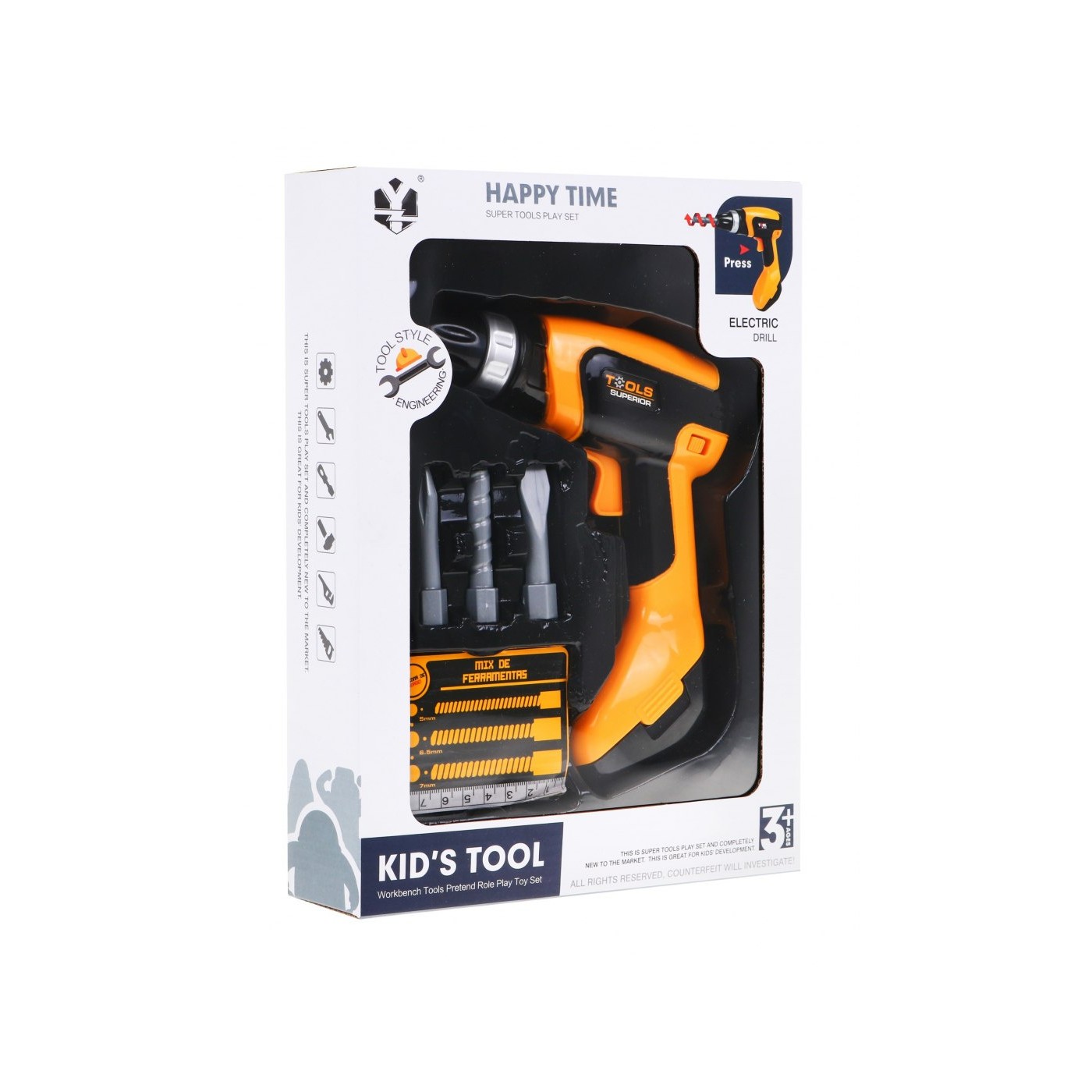 Elektrický dětský šroubovák 3+ hluk + rotační vrták + 3 vyměnitelné hroty
