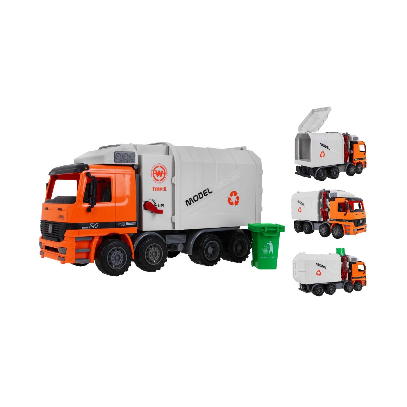 Dětský popelářský vůz 3+ Pohyblivé prvky + Kontejner + Nauka o ekologii