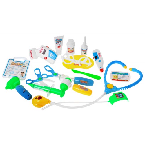 Vozík malého lékaře s EKG dětí 3+ EKG panel + stetoskop + teploměr + 17 el. Zvuky světla