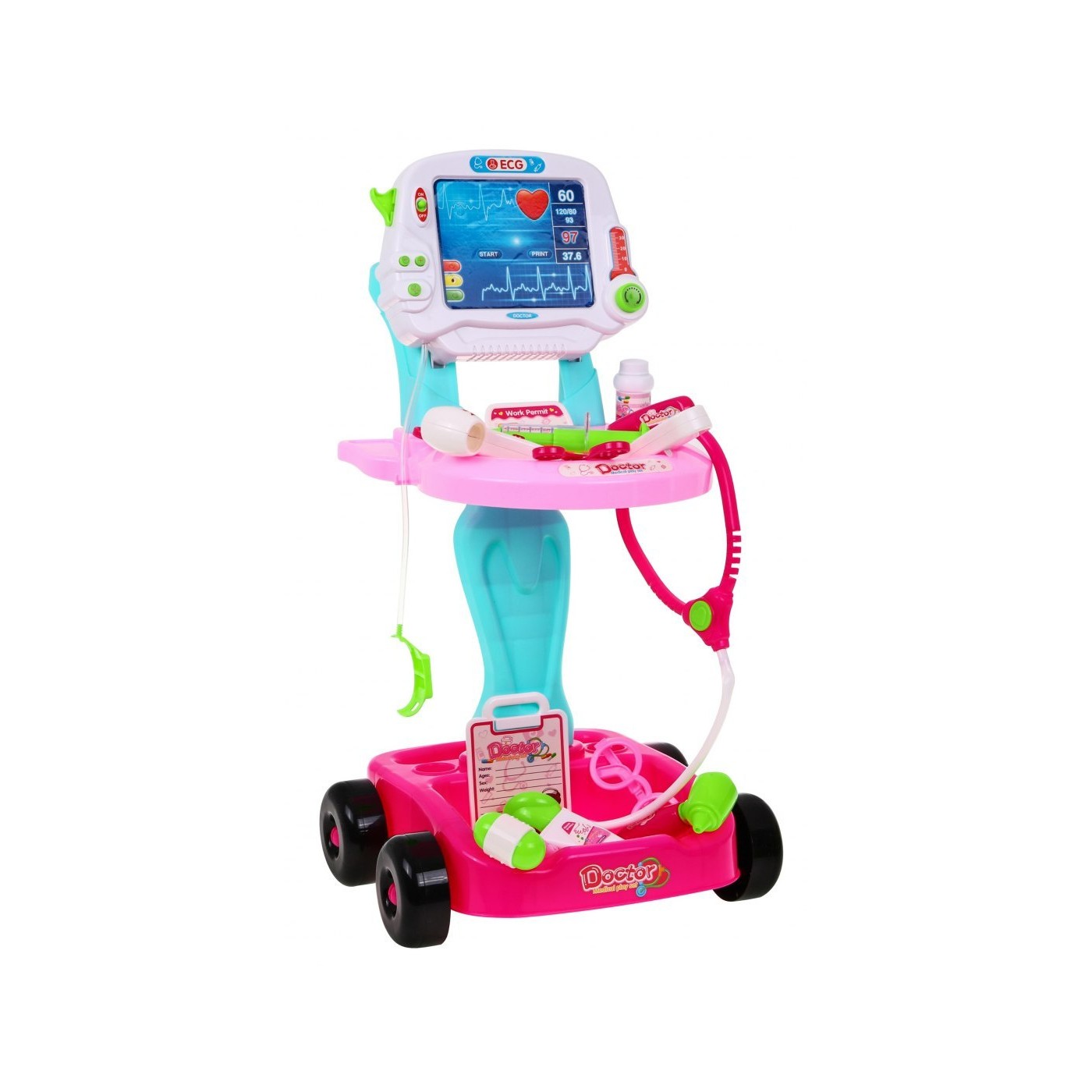 Malý růžový doktorský vozík