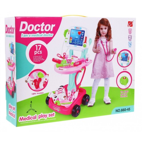 Malý růžový doktorský vozík