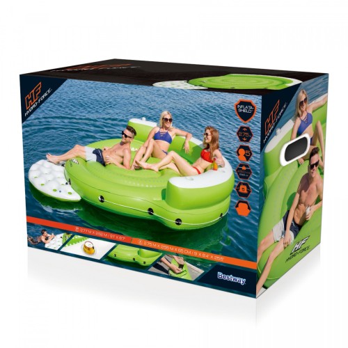 Plavecký ostrov Kick Back pro 5 osob BESTWAY 275x255x65cm + Podesta + 5 držáků na nápoje
