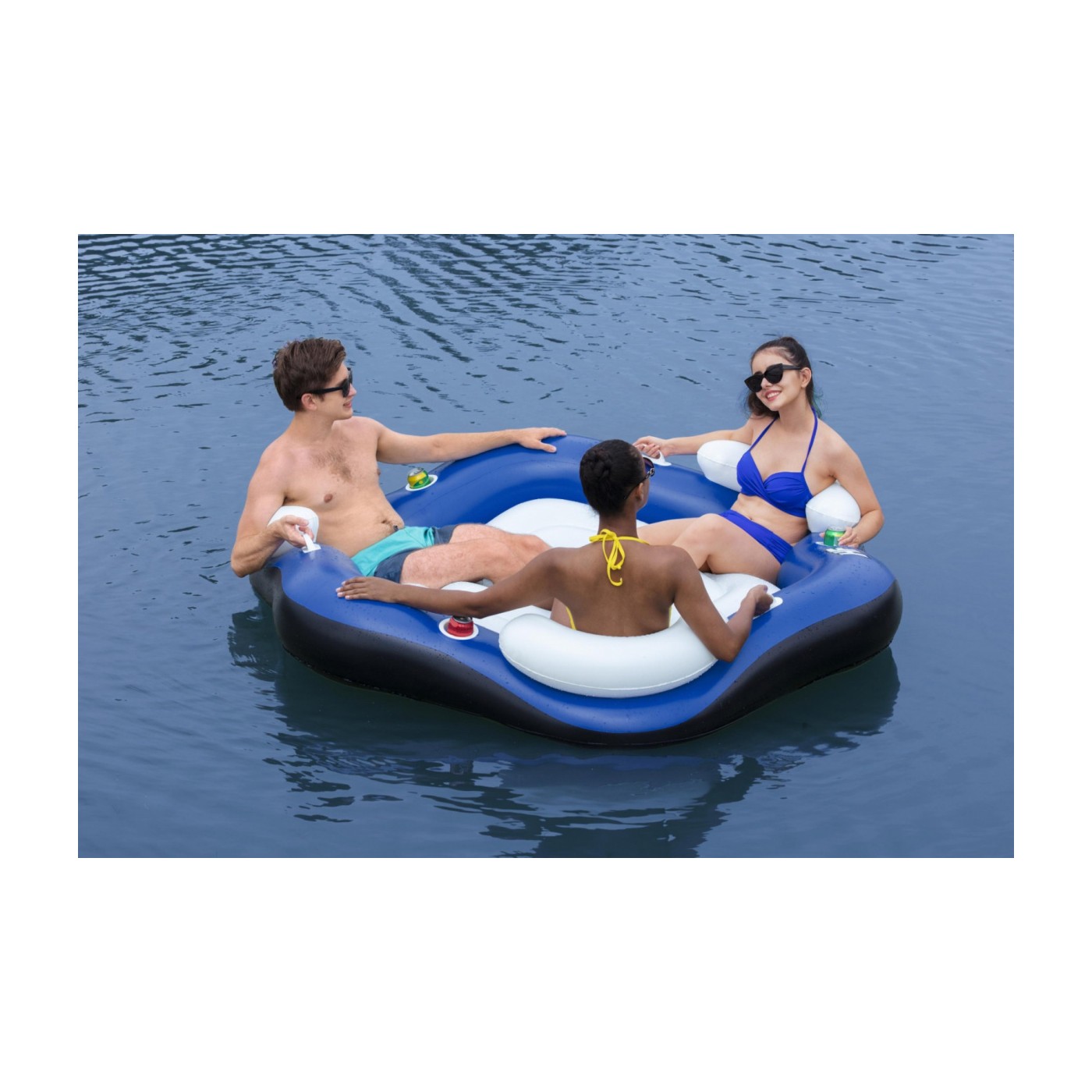 Nafukovací plavecký ostrov BESTWAY pro 3 osoby 199x176cm + 3 opěradla + držáky na nápoje + madla+ dno s otvorem