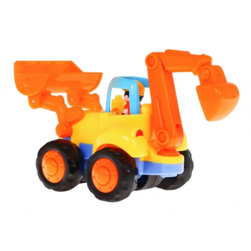 Sada 4 dětských vozidel 18m+ traktor míchačka betonu bagr sklápěč + pohyblivé díly + ruční pohon