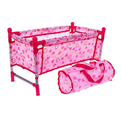 Sada doplňků pro dětské panenky 3+ Péče o miminka + Kočárek + Židlička na krmení + Postýlka + 2 tašky