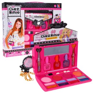 Sada na make-up růžová taštička pro děti 5+ Barevná kosmetika + doplňky