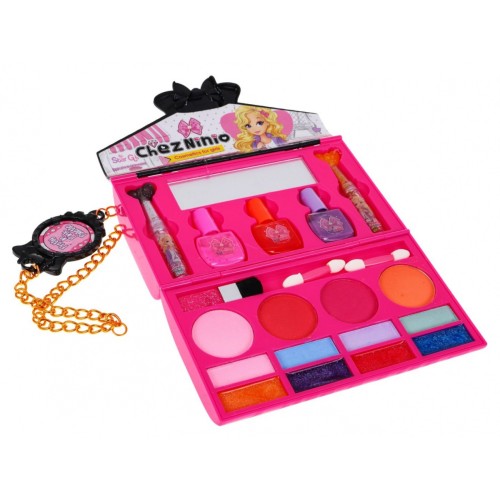 Sada na make-up růžová taštička pro děti 5+ Barevná kosmetika + doplňky