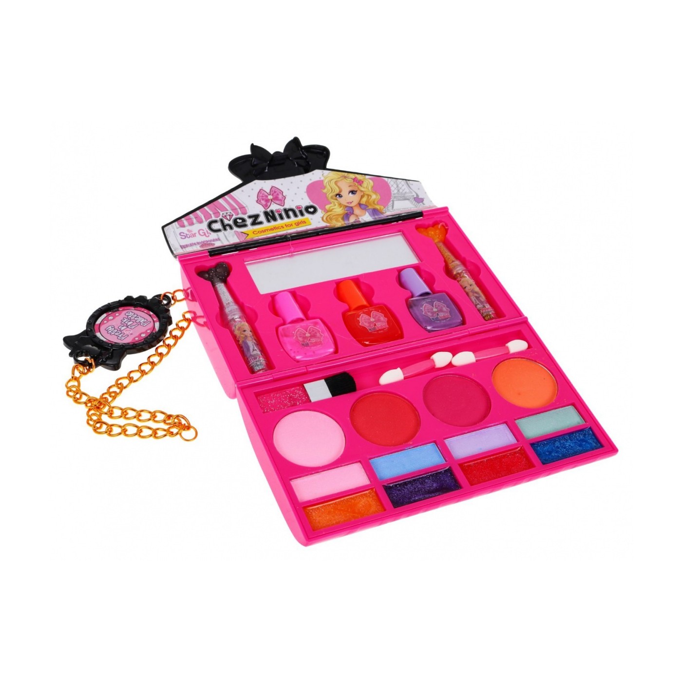 Sada na make-up růžová taštička pro děti 5+ Barevná kosmetika + doplňky