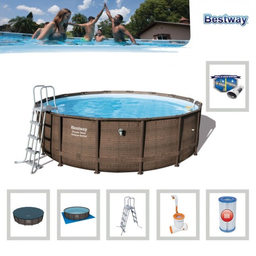 16ft ocelový bazén 488x122 cm Power Steel Deluxe Ratan S