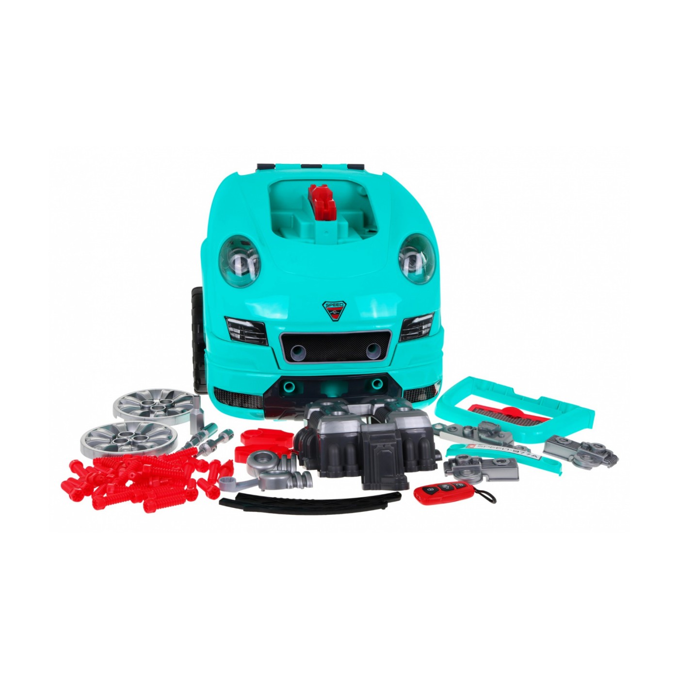 Auto s motorem na opravu pro děti 3+ Nástroje + Interaktivní kokpit + Dálkové ovládání 61 el. Sada Little Mechanic
