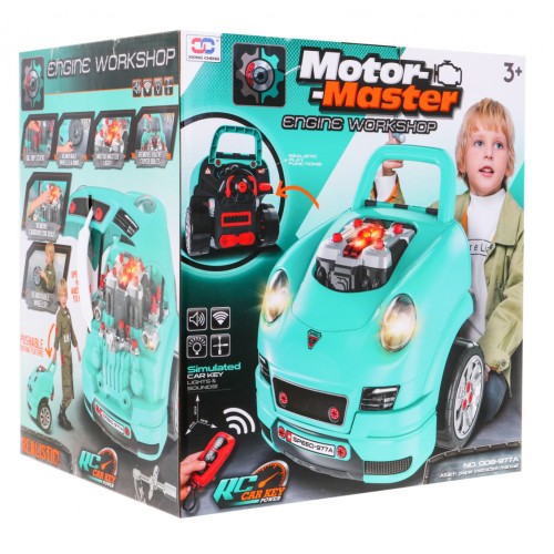 Auto s motorem na opravu pro děti 3+ Nástroje + Interaktivní kokpit + Dálkové ovládání 61 el. Sada Little Mechanic