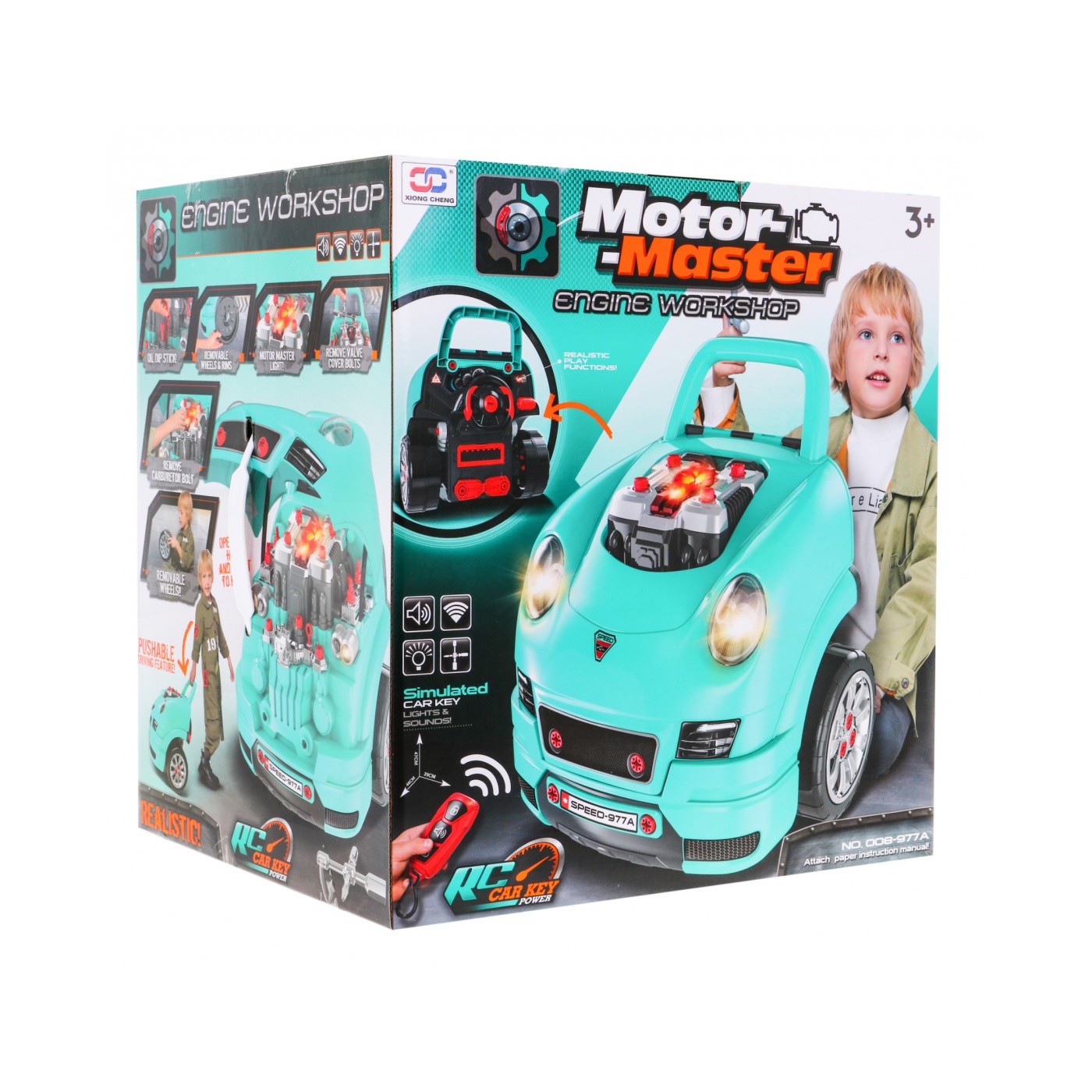Auto s motorem na opravu pro děti 3+ Nástroje + Interaktivní kokpit + Dálkové ovládání 61 el. Sada Little Mechanic