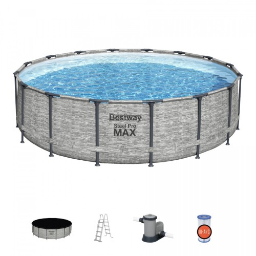 Steel Pro MAX Rack Pool 488x122 imitace kamene 16 stop BESTWAY 5v1 + příslušenství