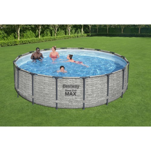 Steel Pro MAX Rack Pool 488x122 imitace kamene 16 stop BESTWAY 5v1 + příslušenství