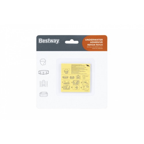 Sada 10 vodotěsných opravných podložek pro PVC 6,5 x 6,5 cm BESTWAY