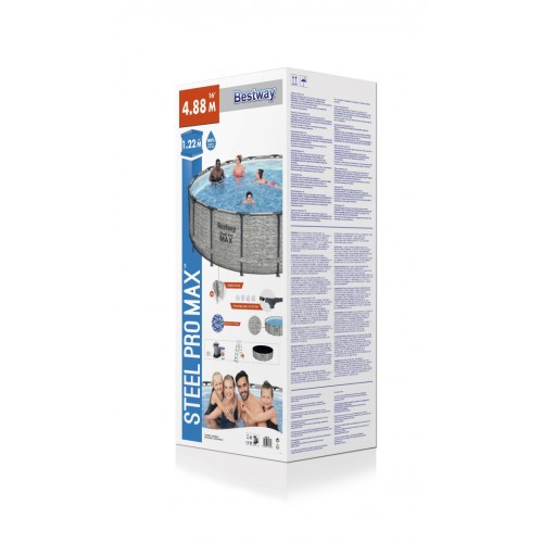Steel Pro MAX Rack Pool 488x122 imitace kamene 16 stop BESTWAY 5v1 + příslušenství