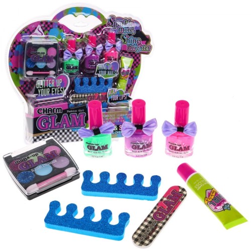 Sada make-up kosmetiky pro dívky 3+ Barevné stíny laky lesk na rty