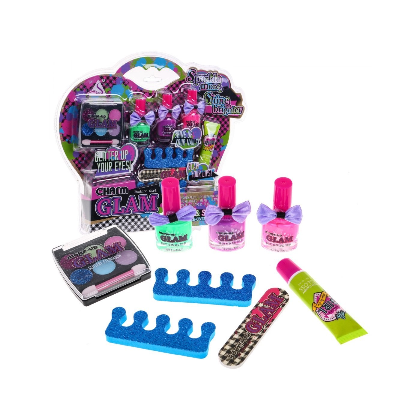 Sada make-up kosmetiky pro dívky 3+ Barevné stíny laky lesk na rty