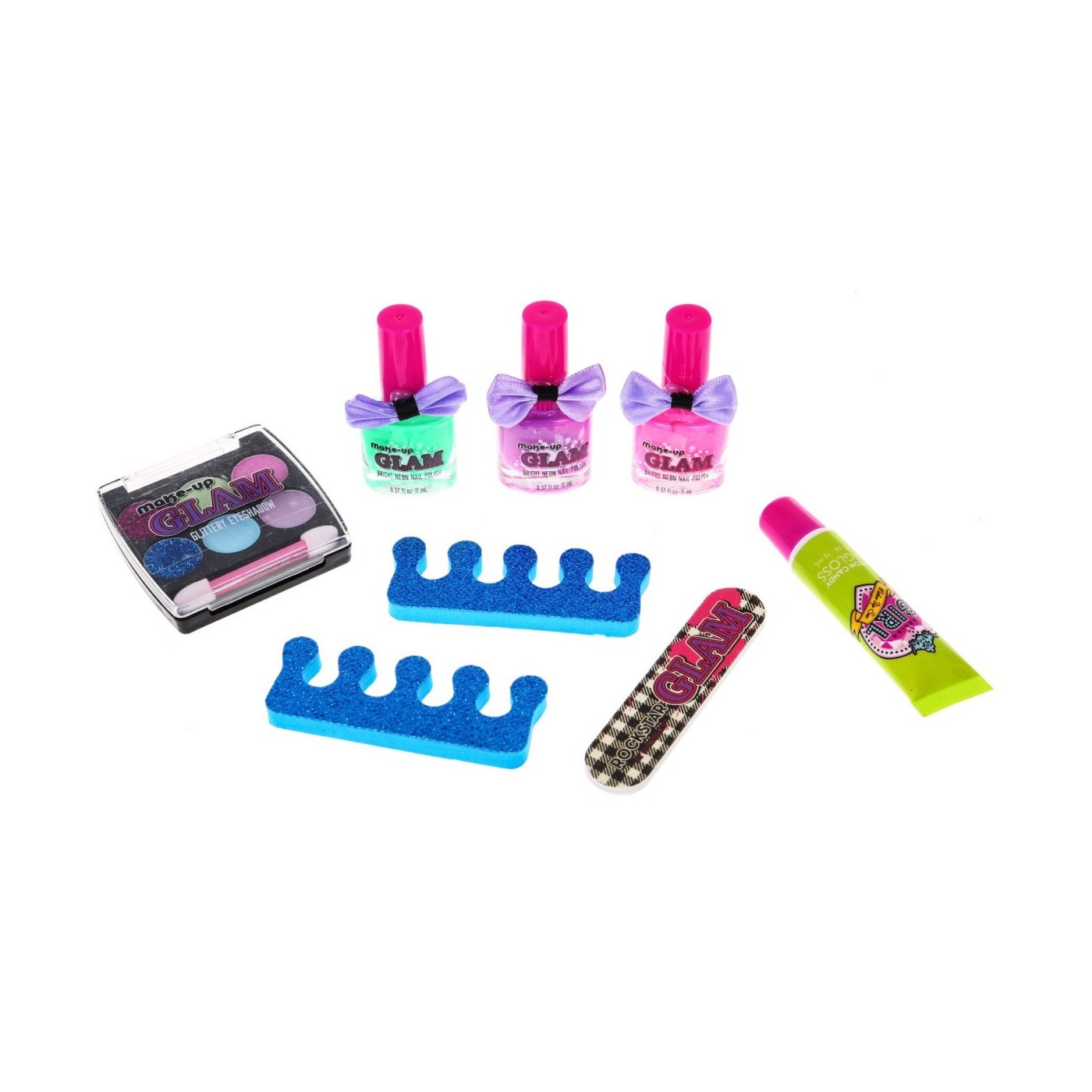 Sada make-up kosmetiky pro dívky 3+ Barevné stíny laky lesk na rty