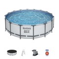 Steel Pro MAX Rack Pool 488x122 Šedá 16 STOP BESTWAY 5 v 1 + Žebřík + Kryt