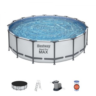 Steel Pro MAX Rack Pool 488x122 Šedá 16 STOP BESTWAY 5 v 1 + Žebřík + Kryt