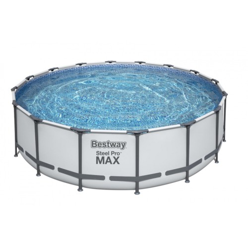 Steel Pro MAX Rack Pool 488x122 Šedá 16 STOP BESTWAY 5 v 1 + Žebřík + Kryt