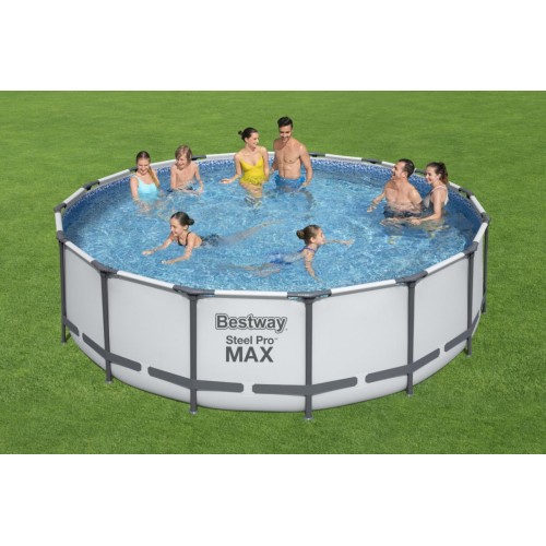 Steel Pro MAX Rack Pool 488x122 Šedá 16 STOP BESTWAY 5 v 1 + Žebřík + Kryt