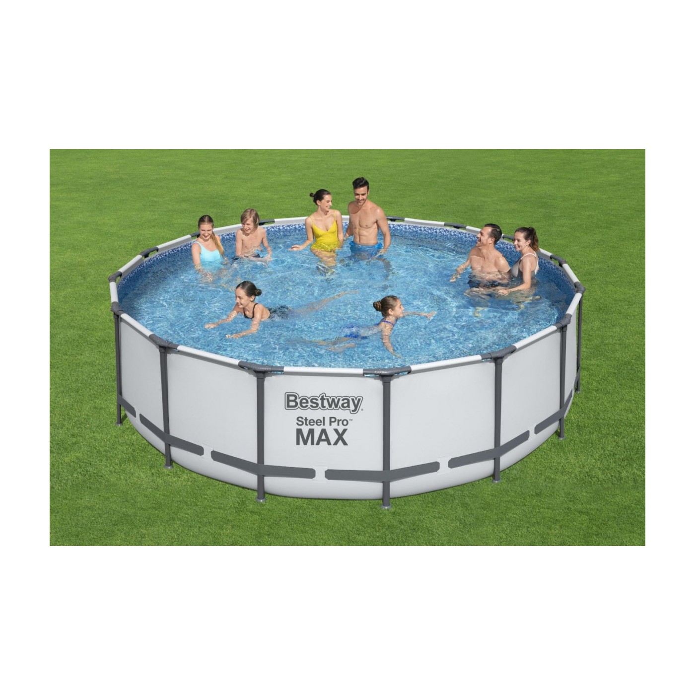 Steel Pro MAX Rack Pool 488x122 Šedá 16 STOP BESTWAY 5 v 1 + Žebřík + Kryt