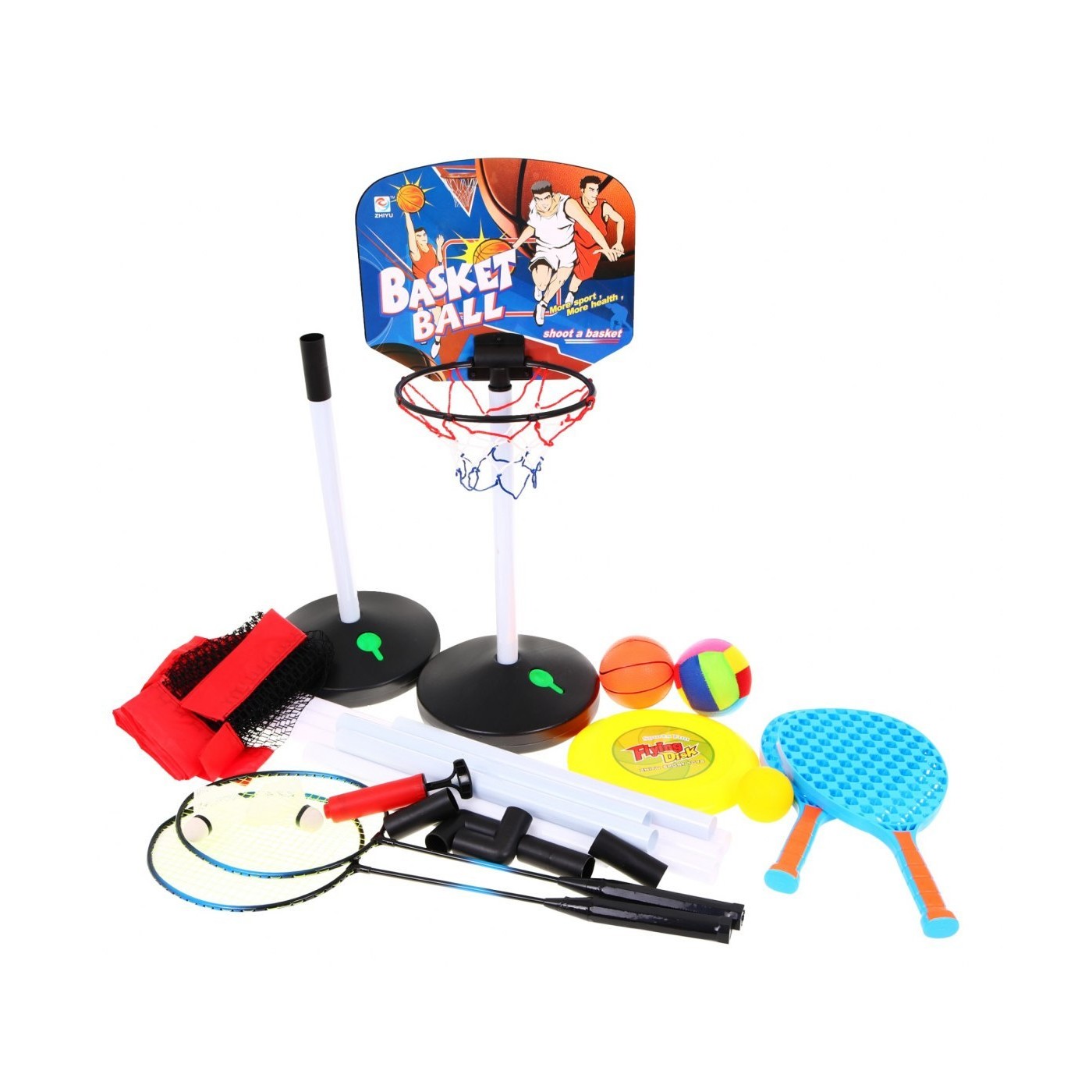 Sportovní sada 5 v 1, basketbal, volejbal, badminton, pá