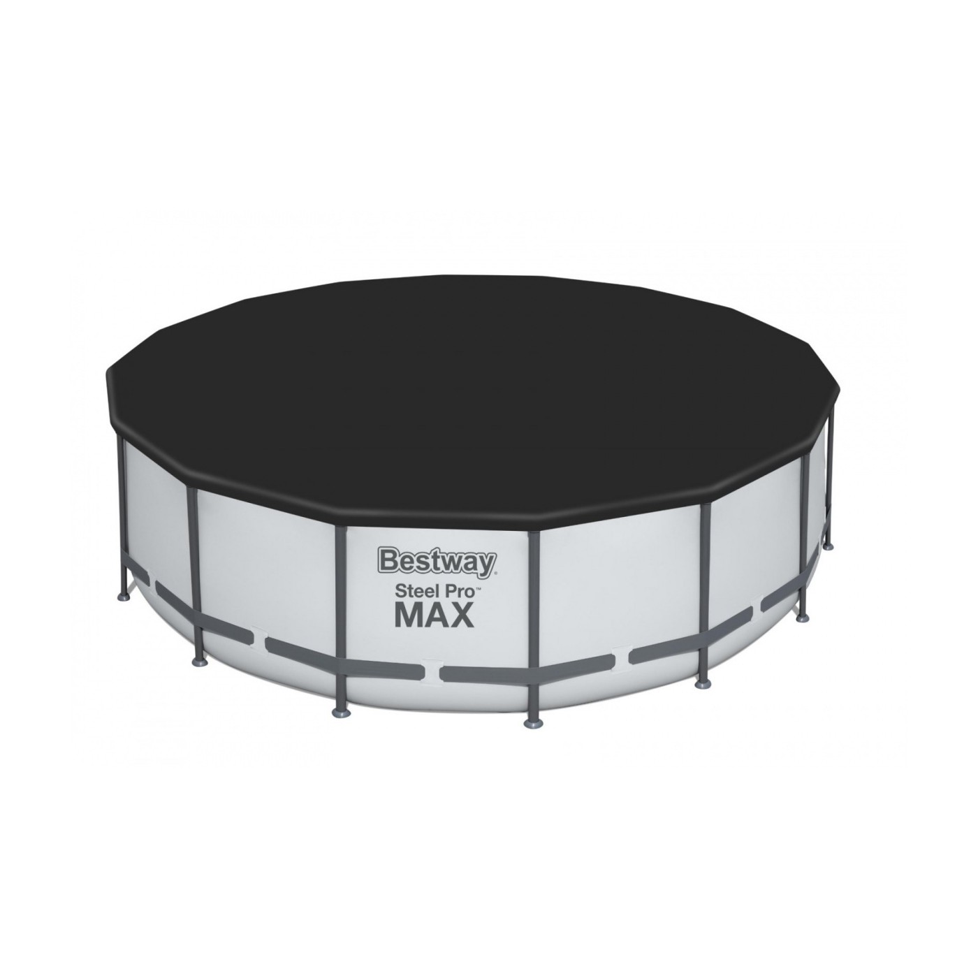 Steel Pro MAX Rack Pool 488x122 Šedá 16 STOP BESTWAY 5 v 1 + Žebřík + Kryt