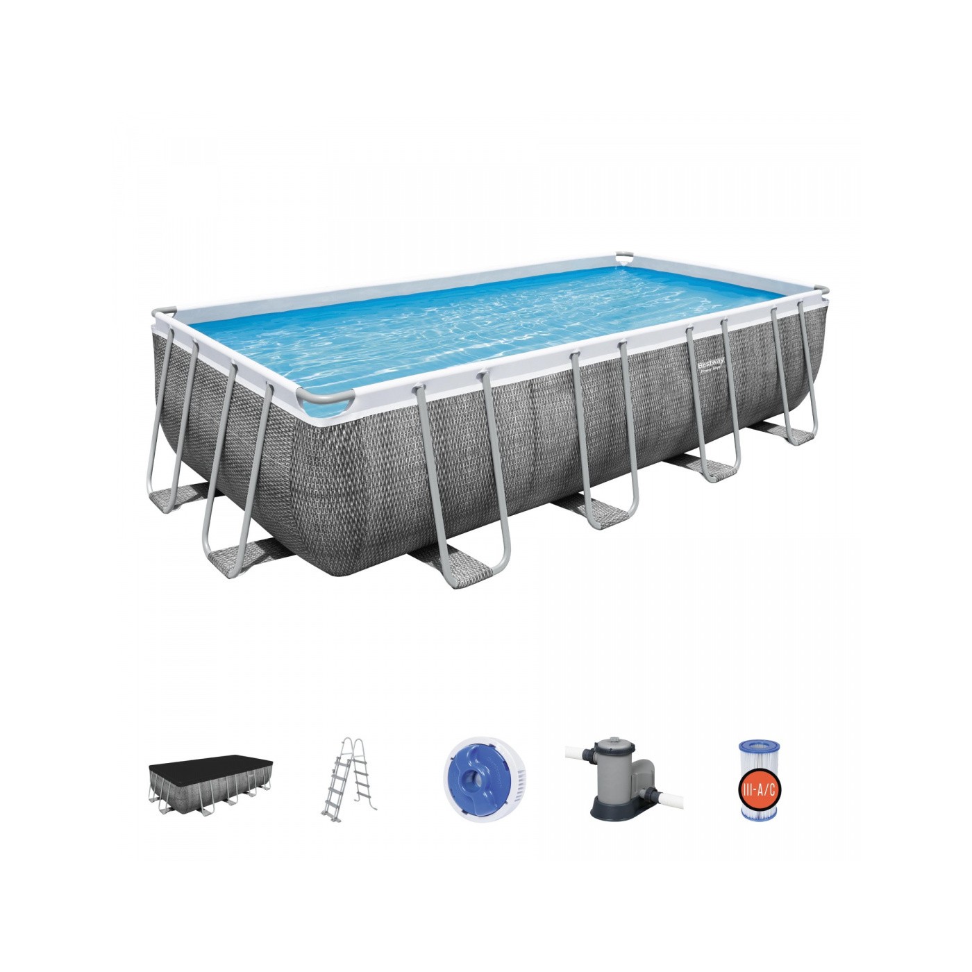 Ocelový bazén Power Steel 549x274x122 imitace ratanu 18x9FT BESTWAY 6v1 