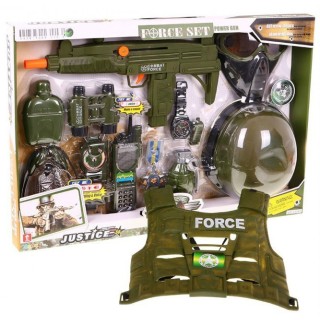 Soldier set pro děti 3+ Interaktivní efekty 15 el. + přilba + vesta + puška + vysílačka