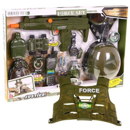 Soldier set pro děti 3+ Interaktivní efekty 15 el. + přilba + vesta + puška + vysílačka
