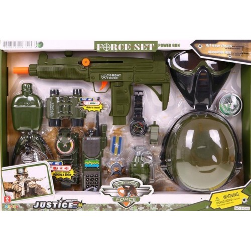 Soldier set pro děti 3+ Interaktivní efekty 15 el. + přilba + vesta + puška + vysílačka
