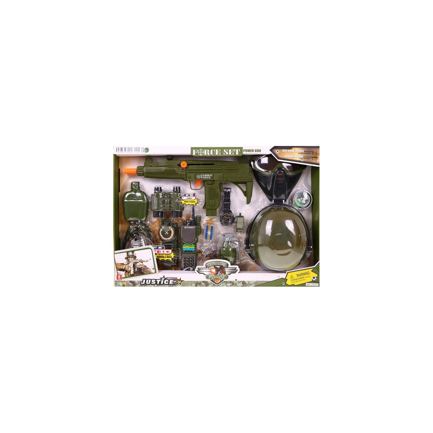 Soldier set pro děti 3+ Interaktivní efekty 15 el. + přilba + vesta + puška + vysílačka
