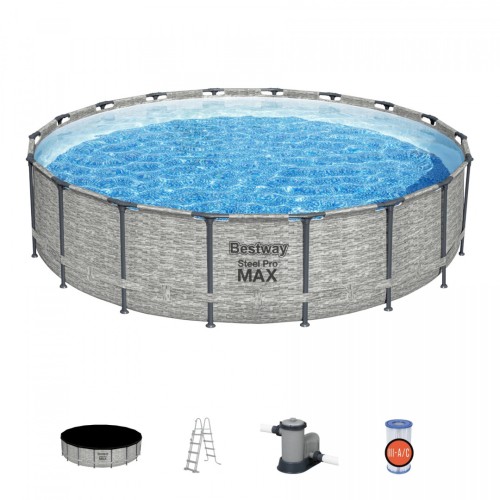 Steel Pro MAX 549x122 imitace kamene 18 stop BESTWAY 5v1 stojan bazén + příslušenství