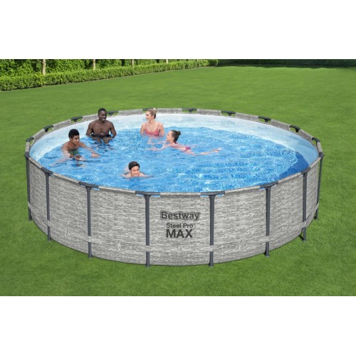 Steel Pro MAX 549x122 imitace kamene 18 stop BESTWAY 5v1 stojan bazén + příslušenství