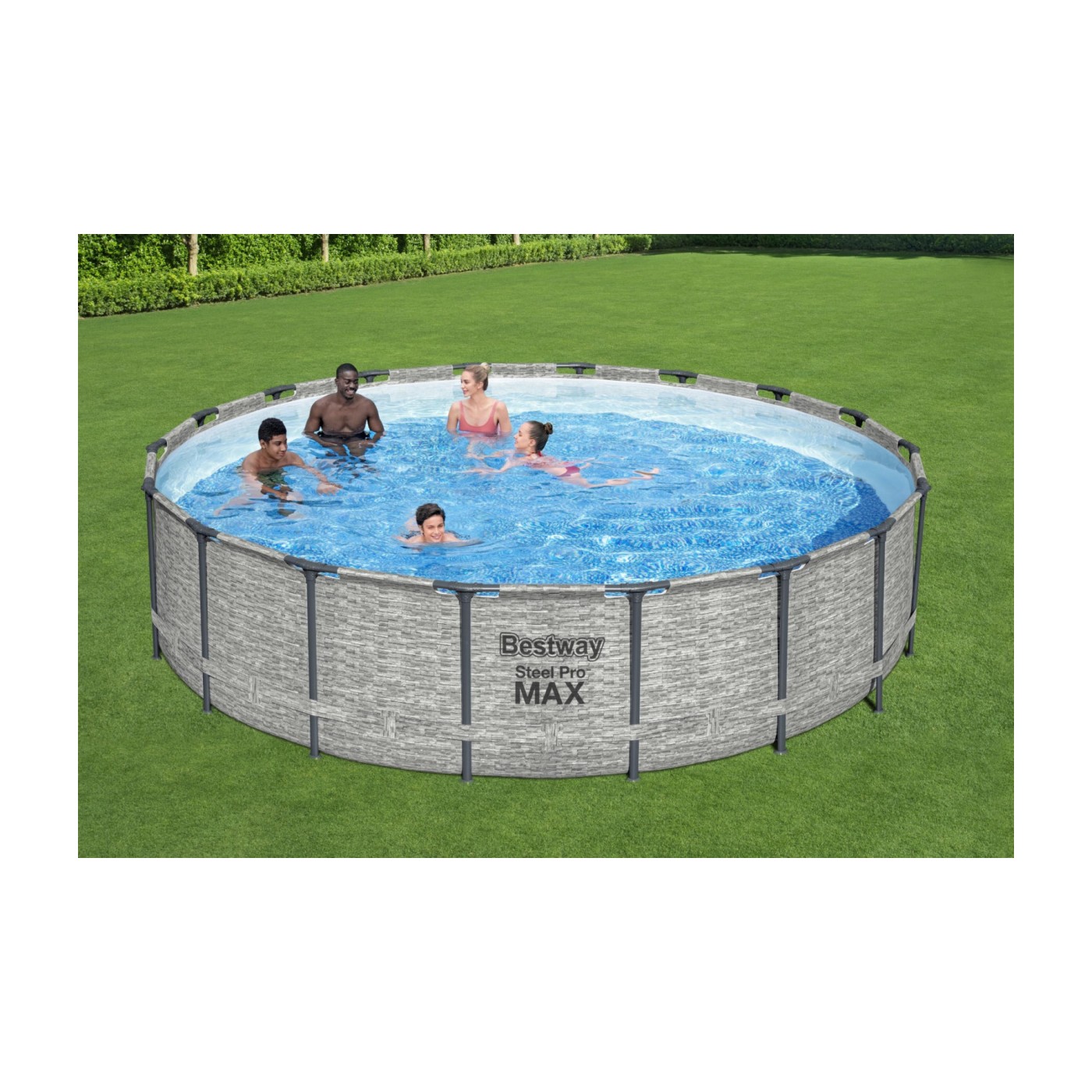 Steel Pro MAX 549x122 imitace kamene 18 stop BESTWAY 5v1 stojan bazén + příslušenství