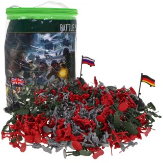 Velká sada 300 kusů vojáků pro děti 3+ figurky vojáků 3 barvy + 3 vlajky