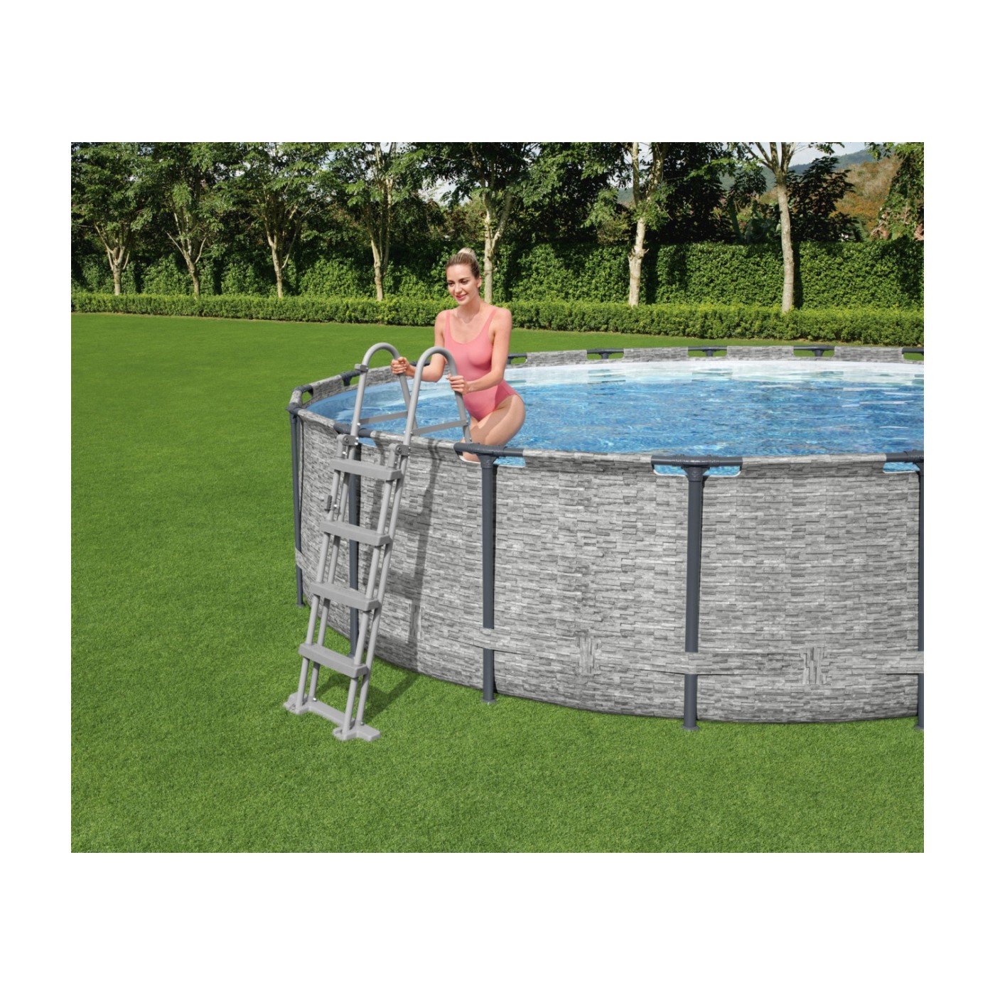 Steel Pro MAX 549x122 imitace kamene 18 stop BESTWAY 5v1 stojan bazén + příslušenství
