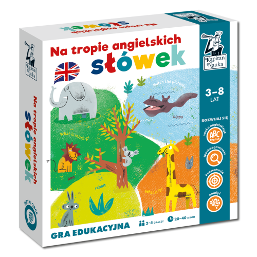 Vzdělávací hra?Stopujeme anglickou slovní zásobu? pro děti 3-8 let + Naučte se anglicky + Desková hra pro 2-4 osoby