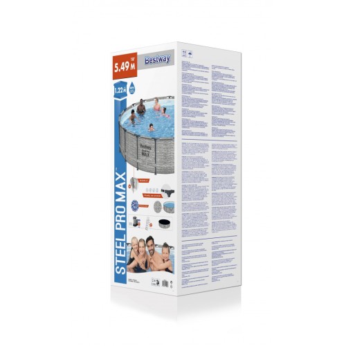 Steel Pro MAX 549x122 imitace kamene 18 stop BESTWAY 5v1 stojan bazén + příslušenství